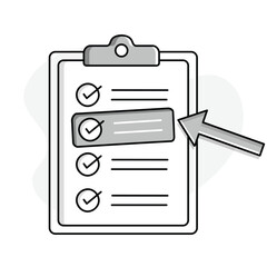 Prioritization Icon. A clipboard icon with tasks representing prioritization, the process of ranking tasks based on their importance and urgency.