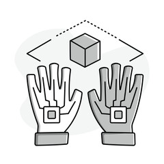 Obraz premium 3D Interaction Icon. Two hands interacting with a 3D object to represent 3D interaction, the ability to manipulate and interact with objects in a virtual environment.