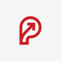 modern letter P arrow up creative logo design template - obrazy, fototapety, plakaty