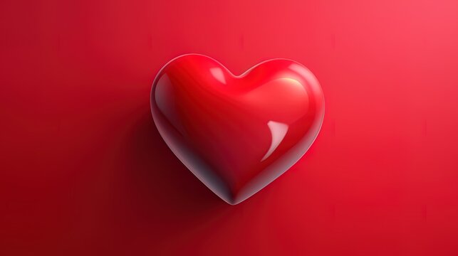 Symbol of Love and Valentine's Red heart shape isolated on red background