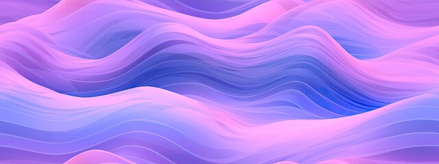 Obraz premium Seamless frosted stained glass effect 80s holographic purple aesthetic rolling hills landscape background texture. Abstract shiny pink blue neon blur geometric waves surreal pattern