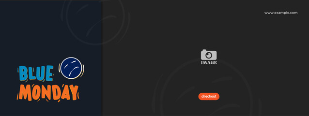 Blue monday vector design with hand drawn sad expression. Copy space area for advertising message