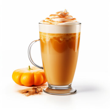 Pumpkin spice latte on isolated white background - ai generative
