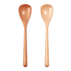 two wooden spoons isolated on transparent background