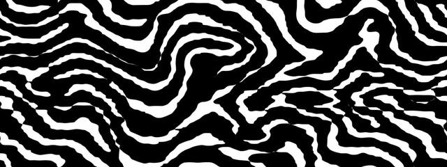 Seamless painted art deco striped scallop black white artistic acrylic paint texture background. Tileable creative grunge surreal rainbow scale motif wallpaper surface pattern design