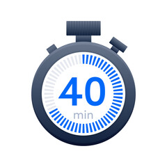 40 min timer and Stopwatch icons. Countdown symbol. Kitchen timer icon. Vector illustration