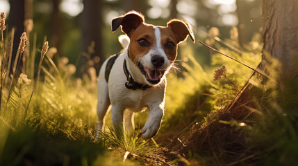 Jack Russell Terrier in the autumn forest (AI Generated)