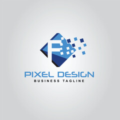 Obraz premium Pixel Logo design of the F letter 