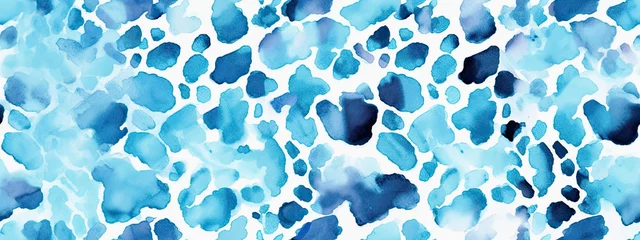 Foto op Plexiglas Seamless watercolor light pastel blue leopard print fabric pattern. Abstract cute spotted animal fur background texture. Boy's birthday, baby shower, nursery wallpaper design © Eli Berr
