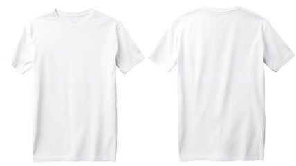 Blank White front and back T-Shirts Mockup template isolated on transparent background - obrazy, fototapety, plakaty
