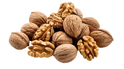 Fotobehang walnuts isolated against transparent background © bmf-foto.de