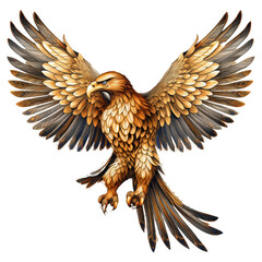 eagle in flight in comic style isolated against transparent background