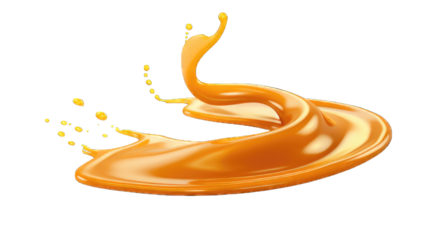 Pouring melted caramel dripping isolated on white background.