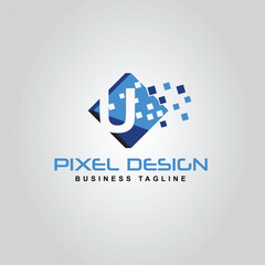 Pixel Logo design of the U letter 