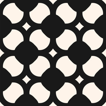 Seamless abstract pattern with simple geometric shapes. Monochrome black and white lattice texture, net, grid. Repeated ornament for modern decor. Vector background design for textiles and prints