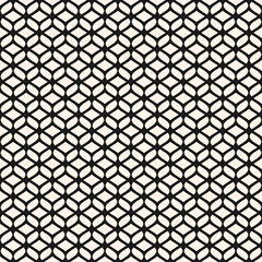 Naklejka premium Vector mesh texture. Abstract background with curved lines, wavy shapes. Monochrome seamless pattern of grid, lace, weaving, net, lattice. Black and white ornament. Simple modern repeated geo design