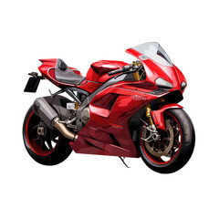 Red classic motorcycle isolated on transparent background 
