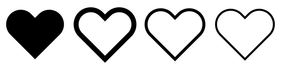 Black heart vector icons set. Vector EPS 10