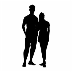 Silhouette of a couple of lovers