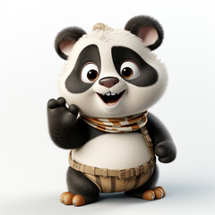 Naklejka premium 3D cartoon style illustration of a cute and happy panda. Isolated on solid background. 