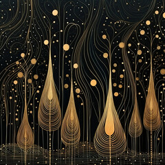 Modern abstract Christmas illustration in gold