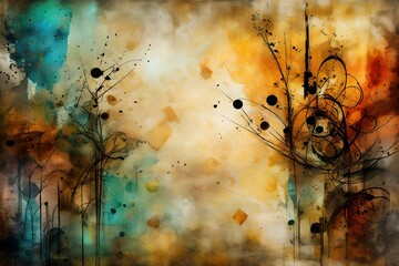 Grunge abstract backdrop artwork in mixed media that is appropriate for postcards