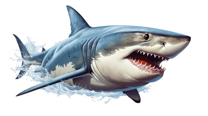  ferocious shark isolated on transparent background