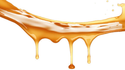 Melted caramel, delicious caramel sauce or maple syrup swirl isolated on white background. - obrazy, fototapety, plakaty