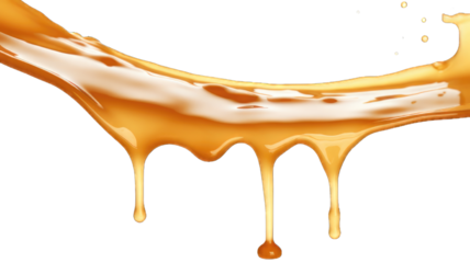 Melted caramel, delicious caramel sauce or maple syrup swirl isolated on white background.