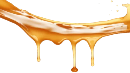 Fotobehang Melted caramel, delicious caramel sauce or maple syrup swirl isolated on white background. © morepiixel