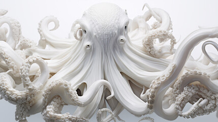 The mesmerizing dance  Octopus tentacles gracefully floating against a stark white