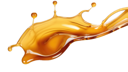 Melted caramel, delicious caramel sauce or maple syrup swirl isolated on white background.