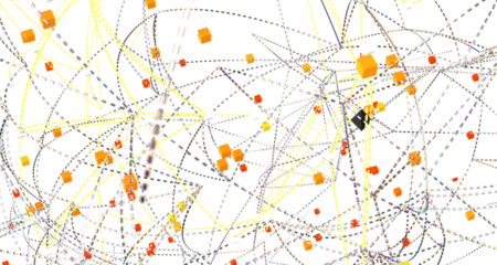 Abstract connected dots and lines. Concept of AI technology, Motion of digital data flow.