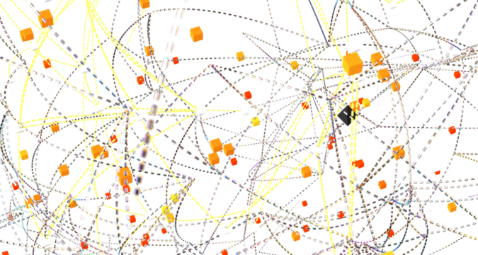 Abstract connected dots and lines. Concept of AI technology, Motion of digital data flow.