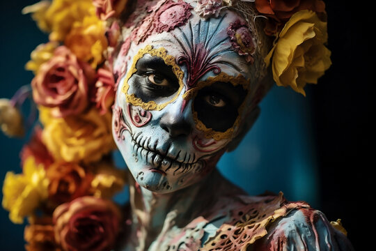 Woman scary beauty female dark halloween red portrait fantasy evil face costume person horror