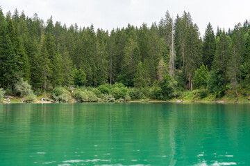 Lake Calma, Switzerland, on a cloudy day during summer