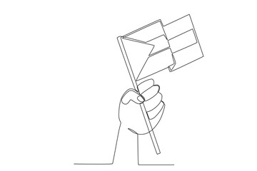 A hand holding a Palestinian flag. Palestine one-line drawing