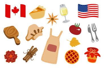 Thanksgiving Day Cute Flat Vector Bundle