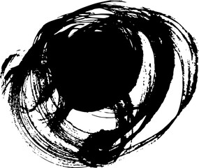 Round Abstract Dry Brush Grunge Banner.