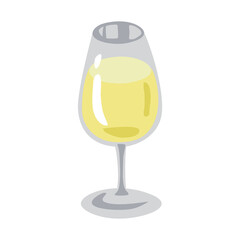 cartoon flat white wine glass