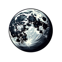 full whole moon . Clipart PNG image . Transparent background . Cartoon vector style . Generative AI 