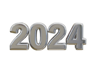 2024 new year silver text effect 3d rendering