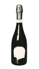 closed champagne wine bottle, isolated