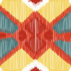 Seamless Ikat Pattern. Abstract  background for textile design, wallpaper, surface textures, wrapping paper.