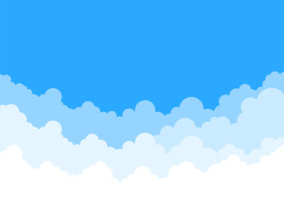Abstract white cloud on blue sky. Border of clouds. Vector stock illustration