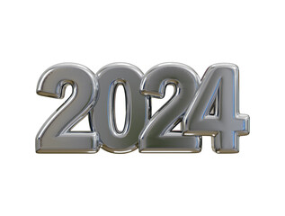 2024 new year silver text effect 3d rendering