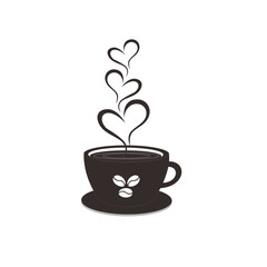 A cup of hot cafe coffee or caffeine drink flat vector icon for food apps and websites