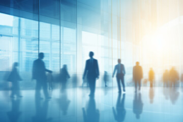 Fototapeta na wymiar motion blur image of business professionals, blurred background, business center concept