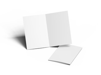 Blank A4 Half Sheet Fold brochure render to present your design. On transparent background 