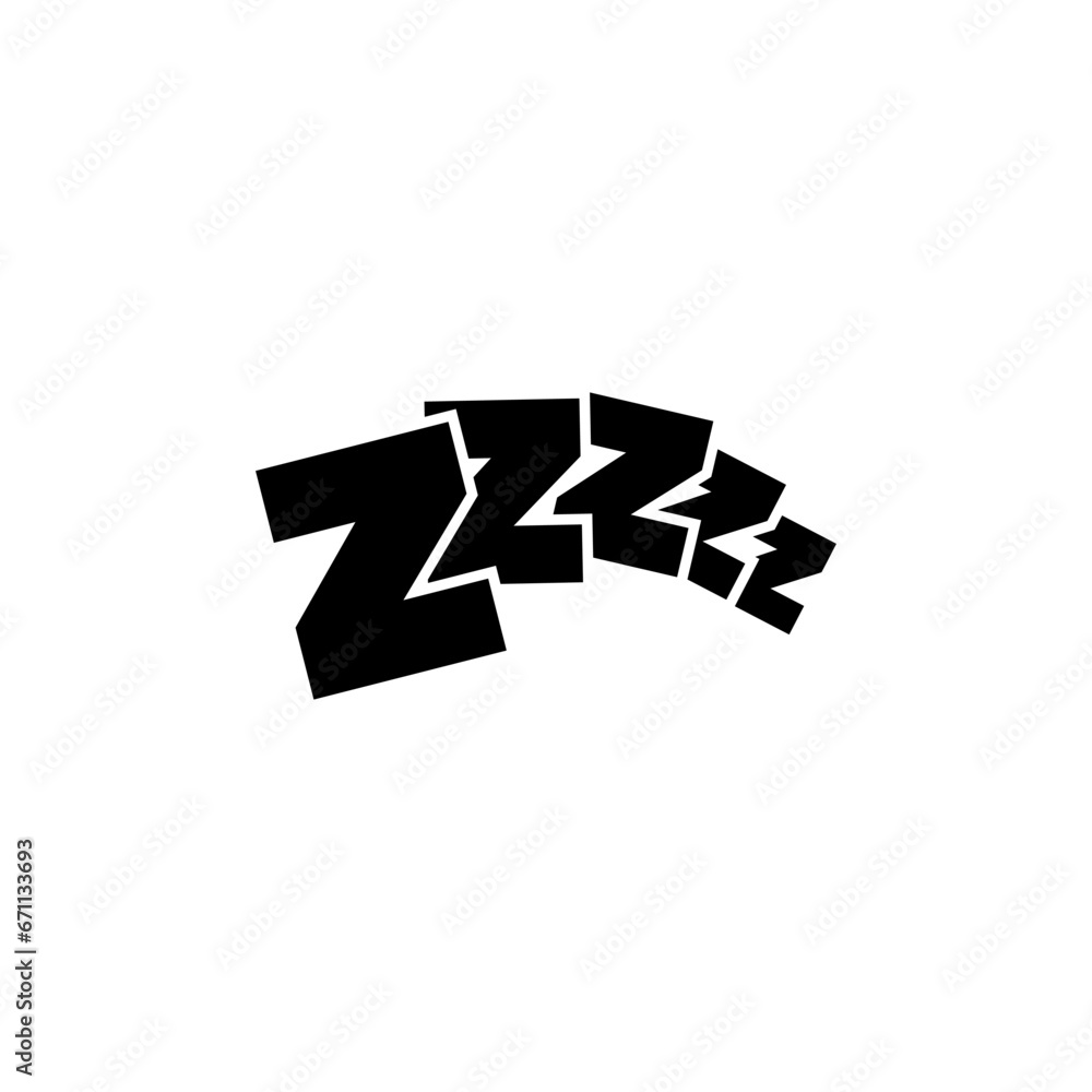 Fototapete sleeping zzz, night time, sleep or slumber. flat vector icon illustration. simple black symbol on wh